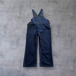 Big Smith Carpenter Bib Blue Denim OVERALLS Mens Sz 48 Chore Utility Work Pants